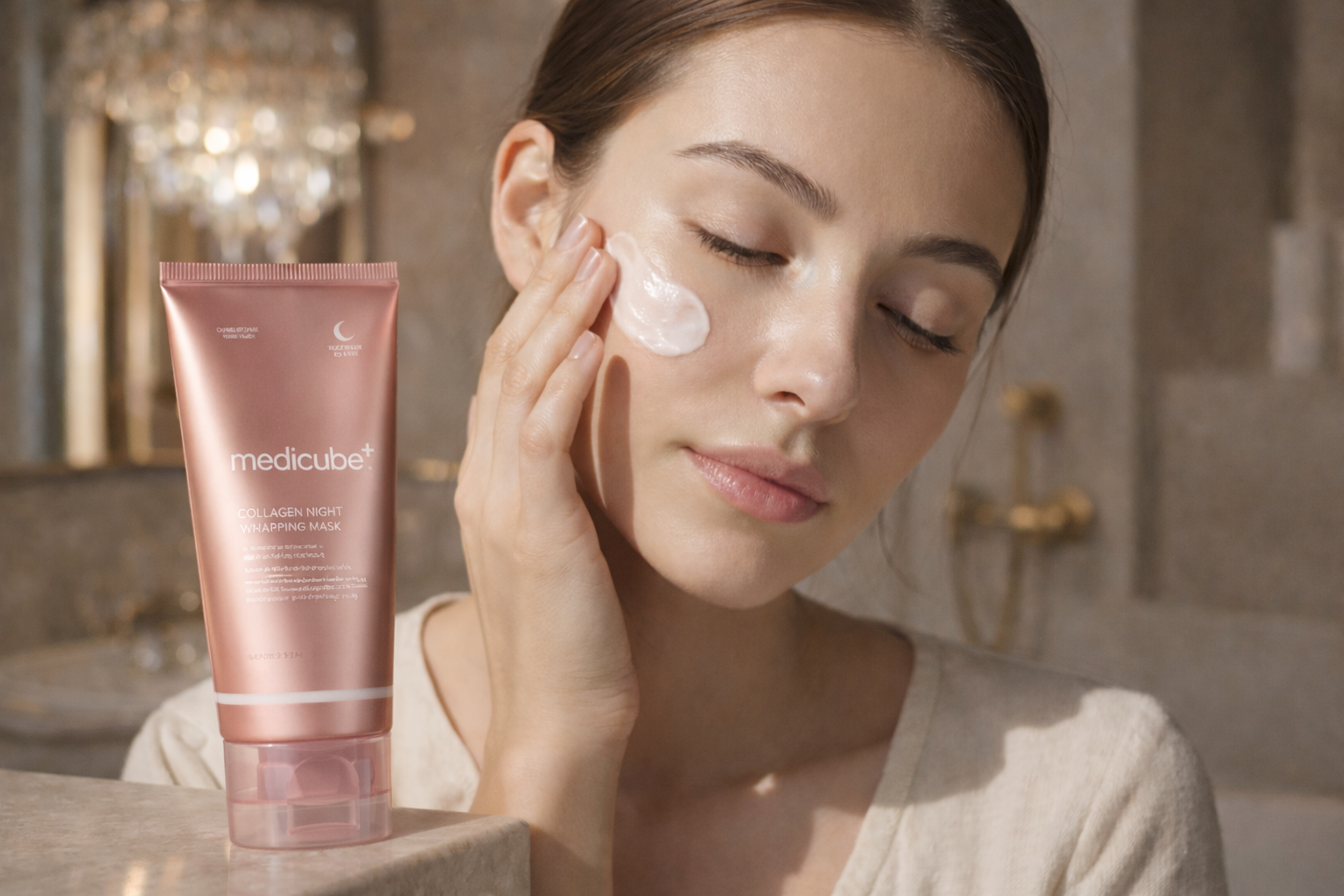 Donna che utilizza la cura naturale del viso